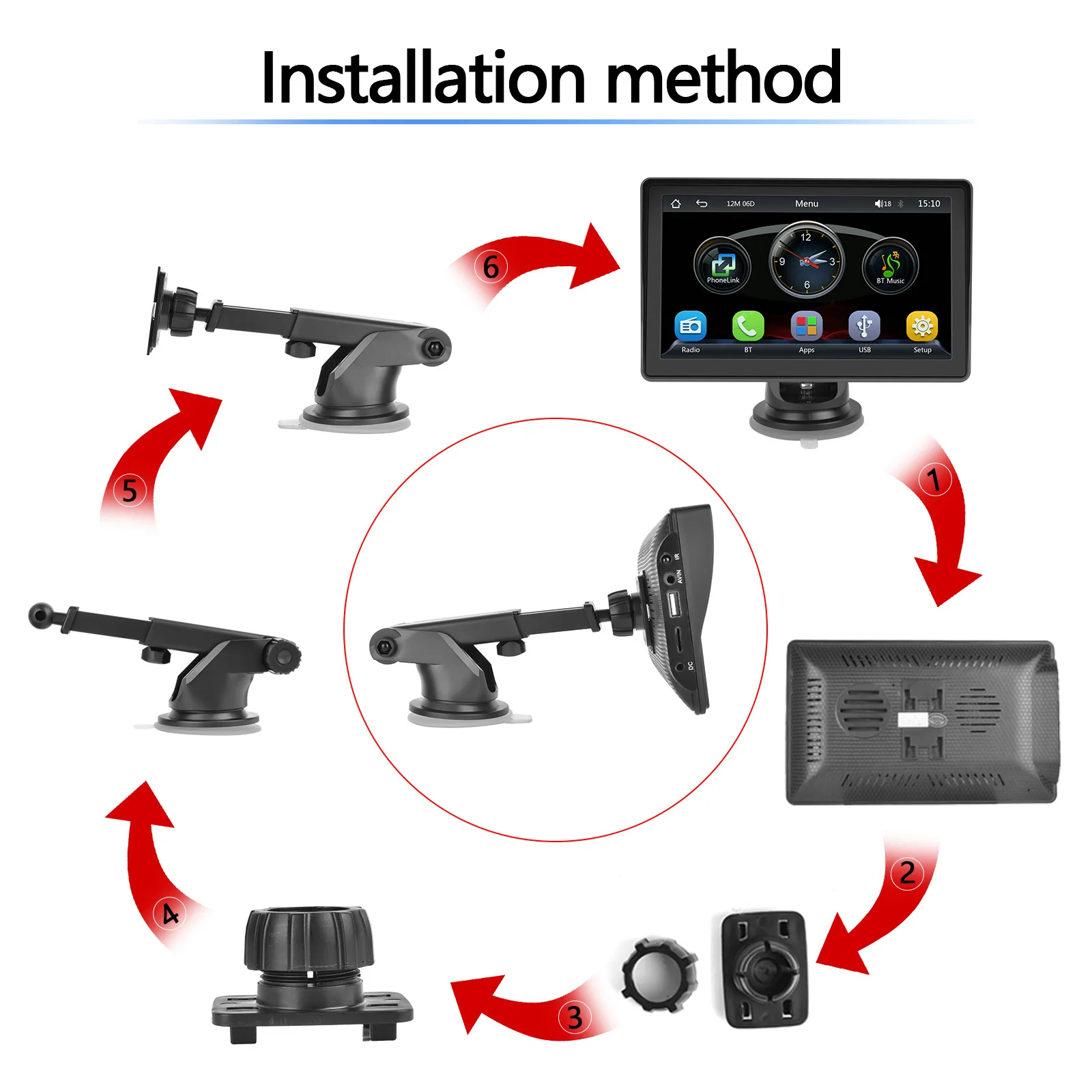 2023 New Hot Selling 7 Inch Portable Wireless Carplay Mp5 Car Radio Player Bluetooth Android