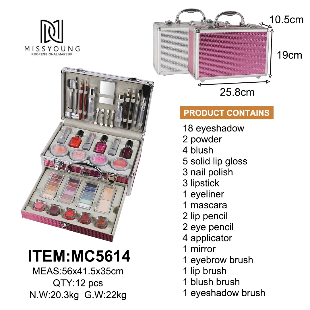 MC1157 Miss Young Make-Up Kit Makeup Case with Cosmetics, Brushes,  Eyeshadow & Mirror » Gadget mou