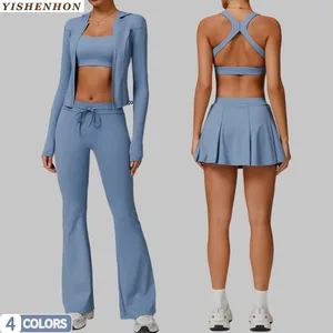 YISHENHON 2026 Summer Anti-UV Breathable Yoga Sets for Womens Quick Dry Cool Felling Running Fitness Custom logo Sport Suits