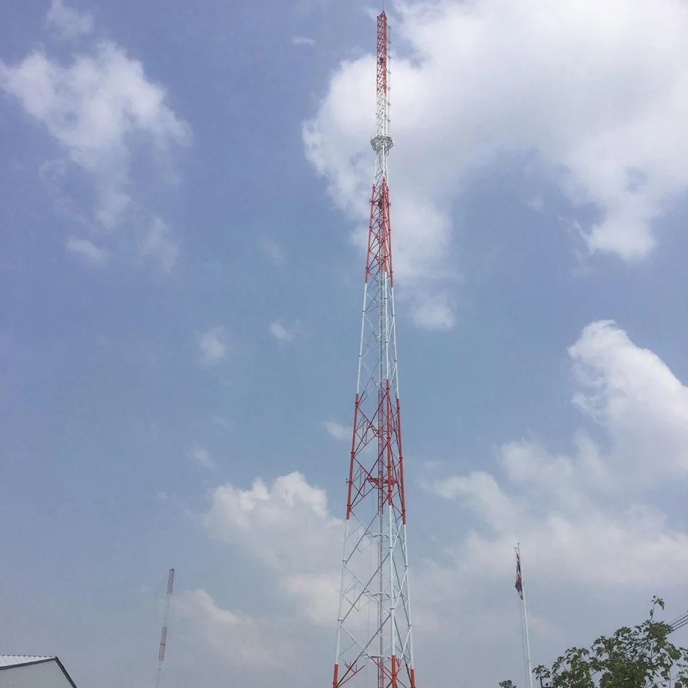 Mobil Cell Site Signal Transmission Telecom Triangle Steel Pole Guyed Communication Tower details