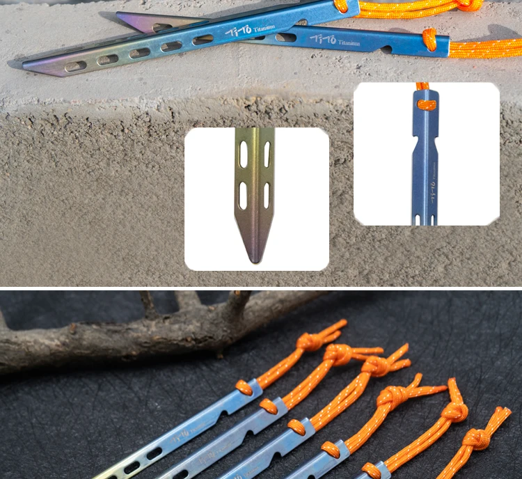 Tito Gr2 Titanium V Shaped Windproof Colorful Tent Peg Outdoor Camping