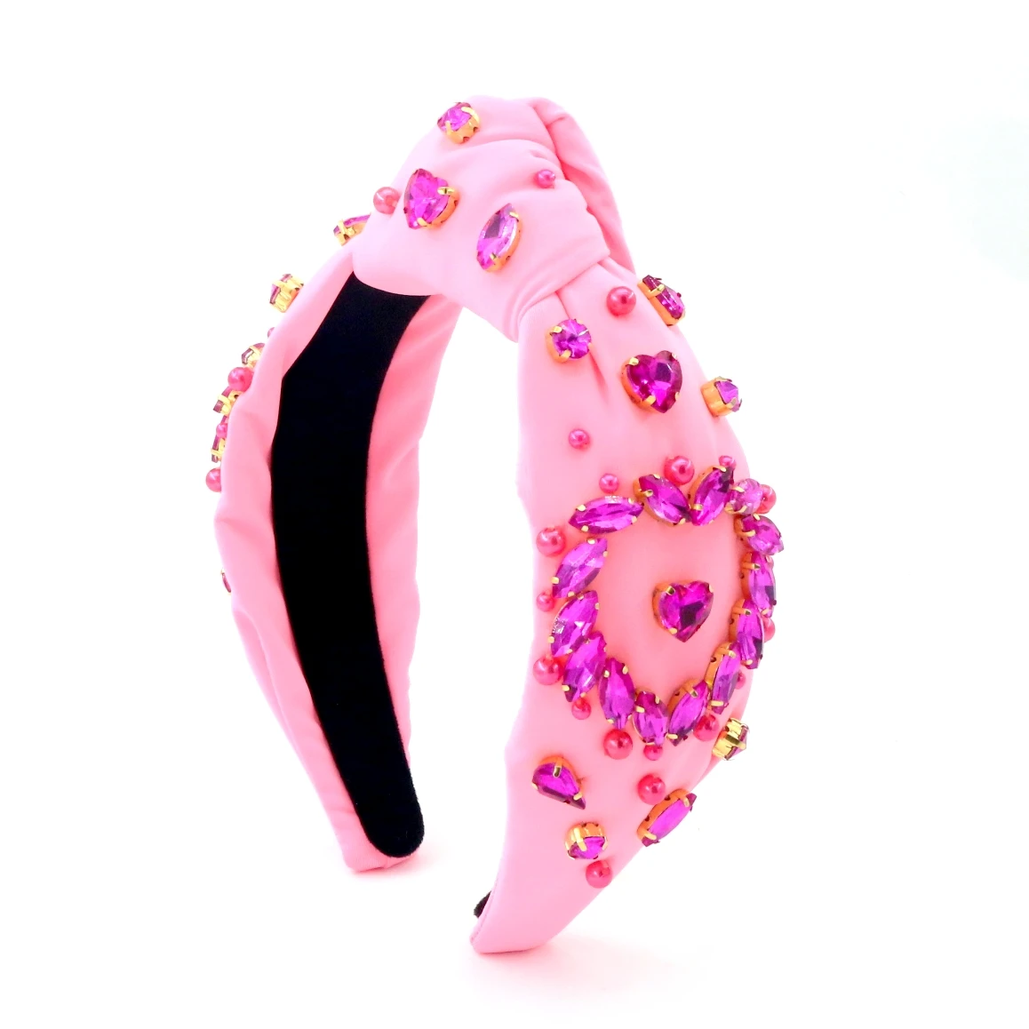 Valentine's Day Hot Pink Heart Crystal Pearl Girl Headband Custom ...