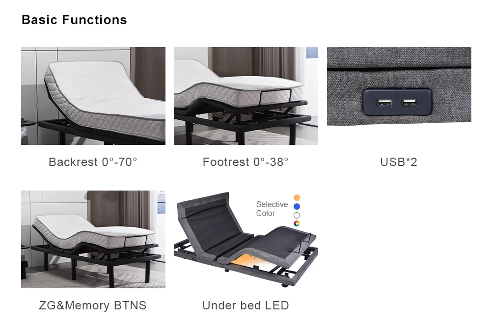 Meisemobel Electric Adjustable Bed With Frame And Headboard
