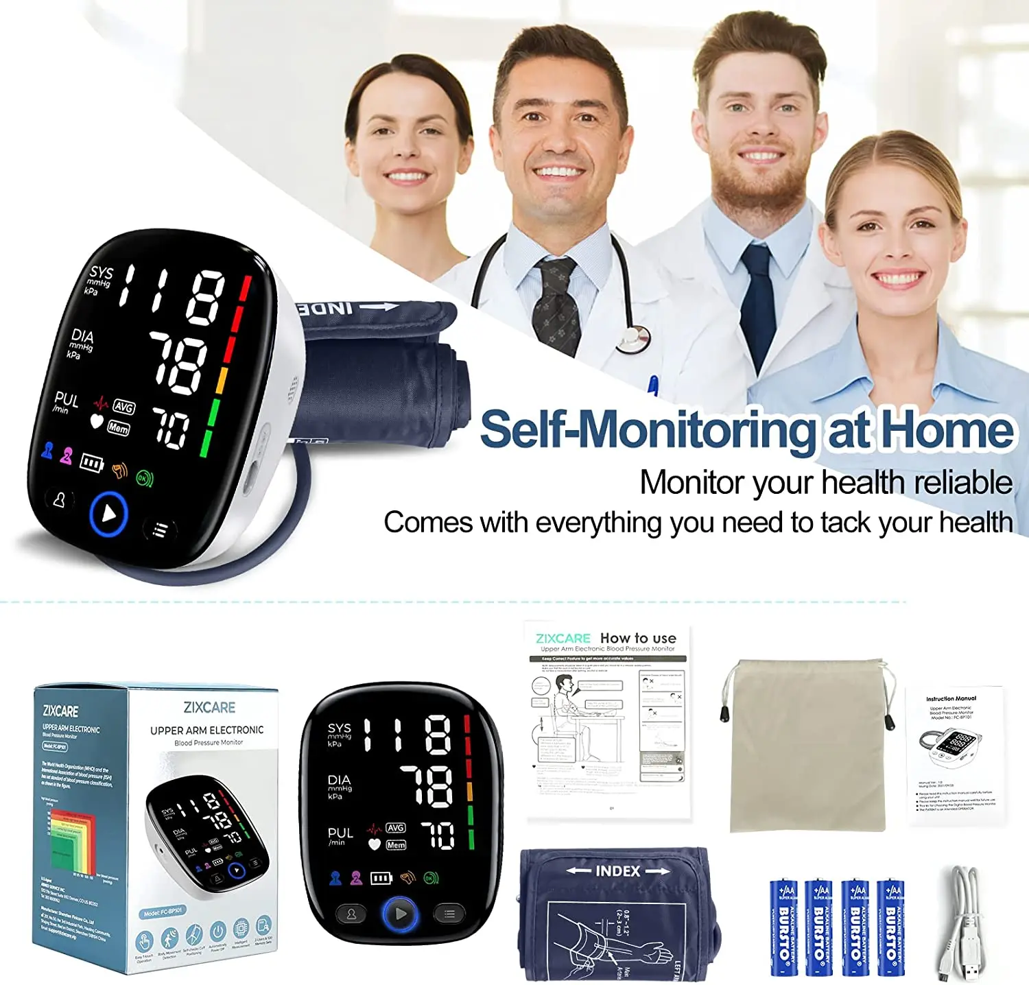Customization Portable LED Display Auto Machine Digital Professional Blood Pressure Monitors Meters for Home Use