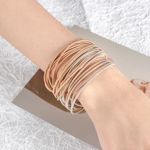 New Simple Stainless Steel Unisex Spring Colorful Guitar String Bracelet Jewelry Set