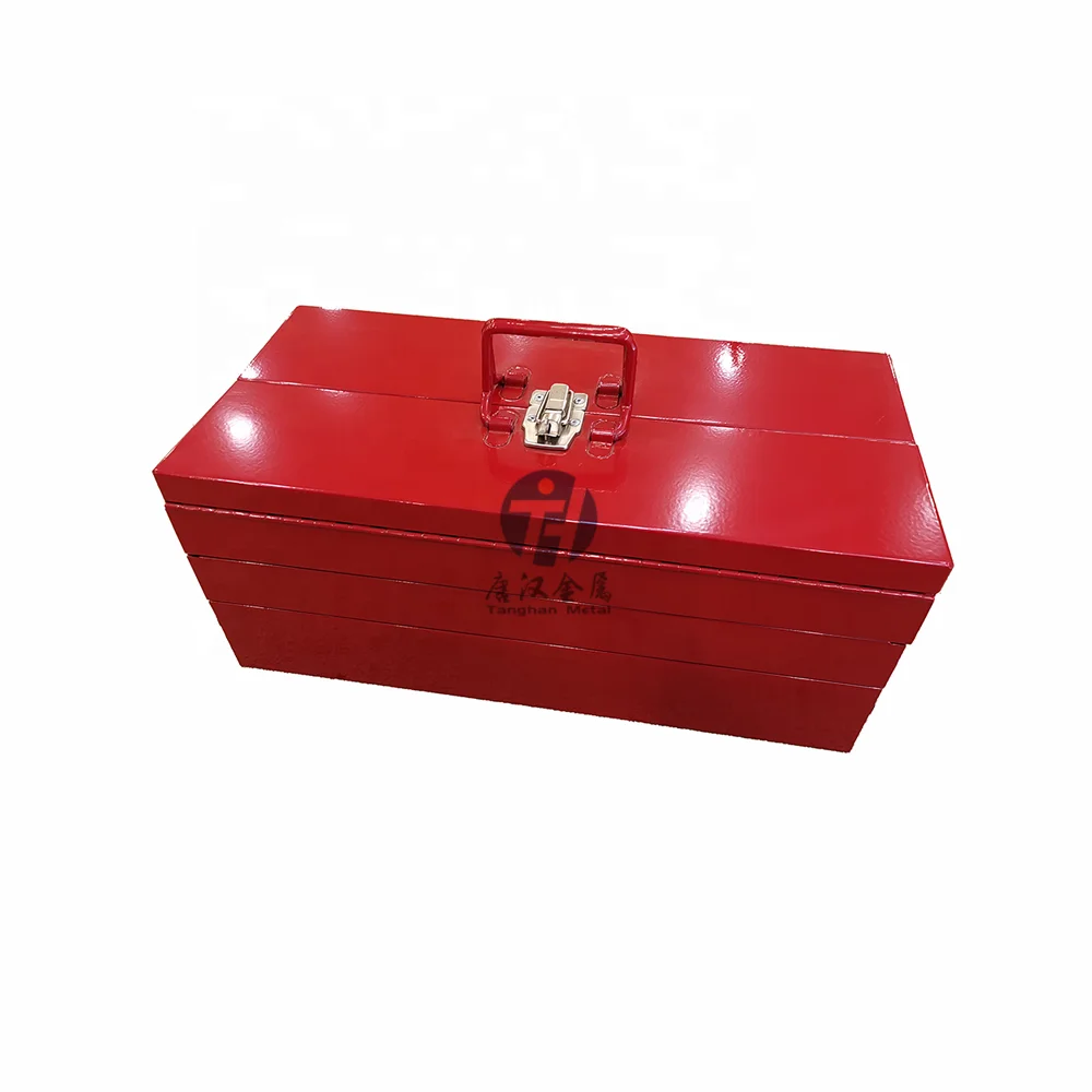 3 Layers Portable and Collapsible Metal Iron Cantilever Toolbox with 5 Trays