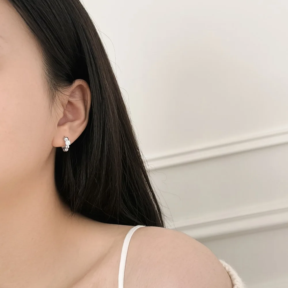 KAKODIY Personalization Statement 925 Sterling Silver Beads 5A Cubic Zirconia Croissant Clip-on Earrings Fine Jewelry Earrings detail 7