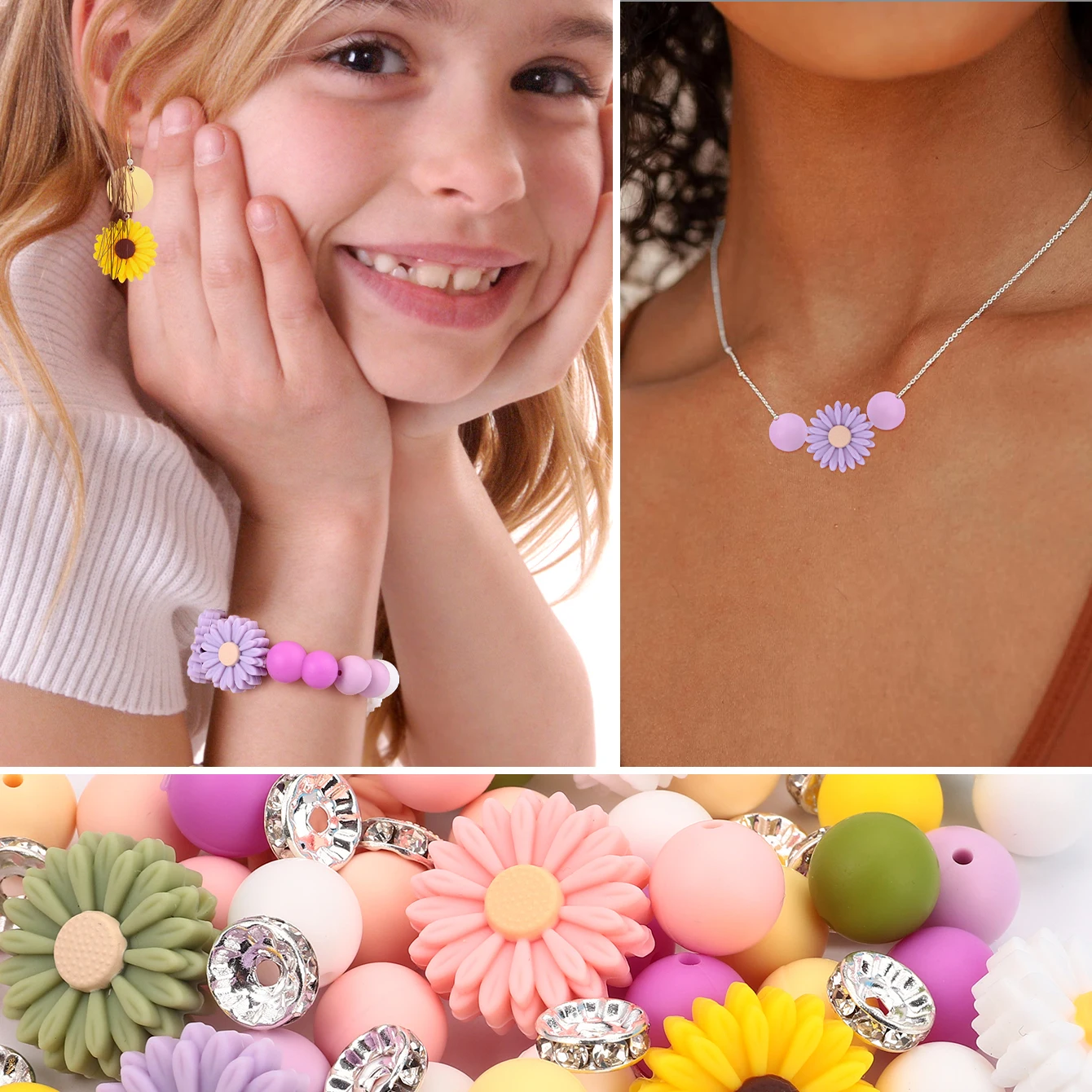 thumbnail image 2 of Moments Of Beauty 30pc Assorted 12mm Acrylic Flower Beads – Transparent, 2.5mm Hole, Bulk Wholesale 2 of 2