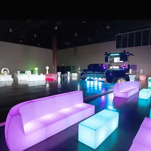 Wholesale Outdoor Pub & Wedding Lounge LED Illuminated Plastic Sofa Hot Sale Glow Light Nightclub Furniture for Home Bar Set