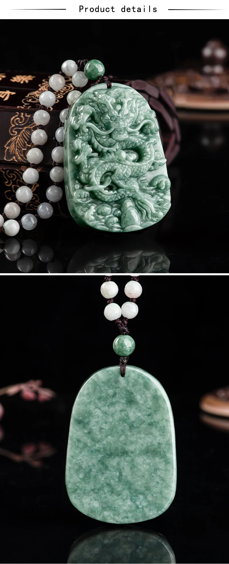 Natural Jadeite Chinese Dragon Jade Pendant Men's Jewelry Original