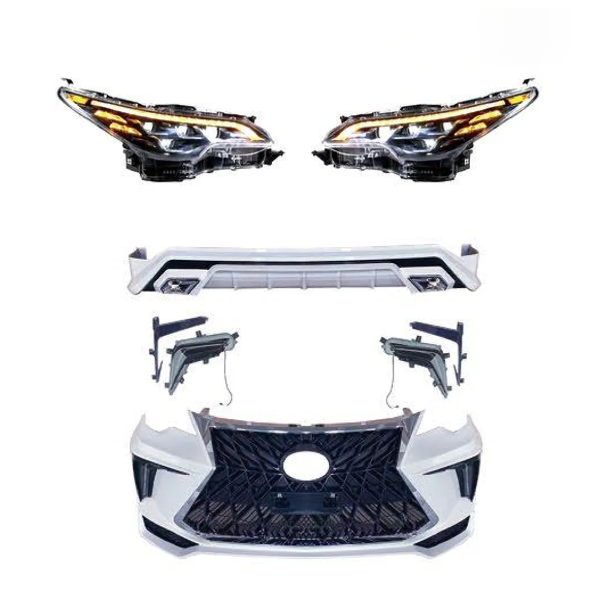 Car Accessories Full Wide Body Kit Facelift For Toyota Fortuner 2016-2020 To Lexus LX Style Bumper