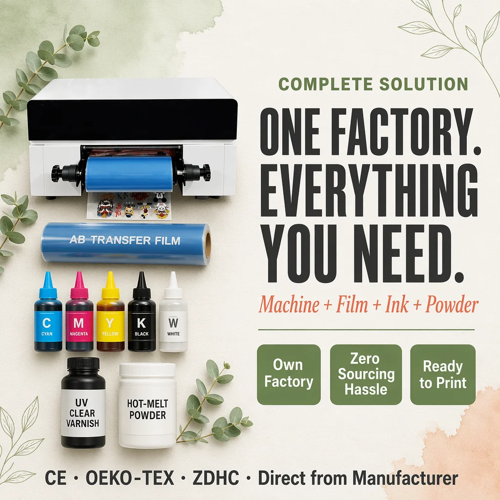 Automatic New 30cm UV DTF Printer Crystal Label Sticker Machine Film Ink Powder Full Solution CE