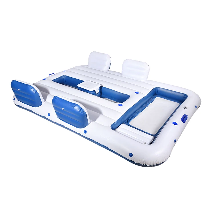 Customized 5-person Inflatable Island Floating Leisure Boat Party ...