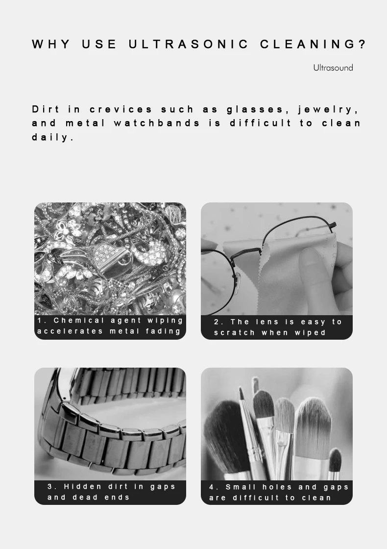 Mini digital dental denture watch glasses jewelry ultrasonic cleaners