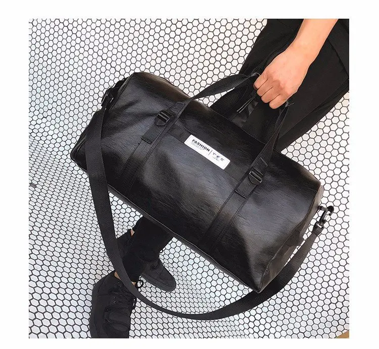 Мужская спортивная сумка из ПУ кожи с логотипом на заказ с отделением для обуви