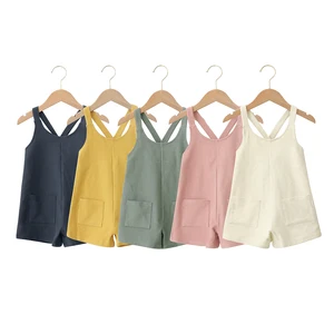 New Product Children Summer Comfortable Cool Jumpsuit Pocket Adjustable Shoulder Strap Toddler Romper