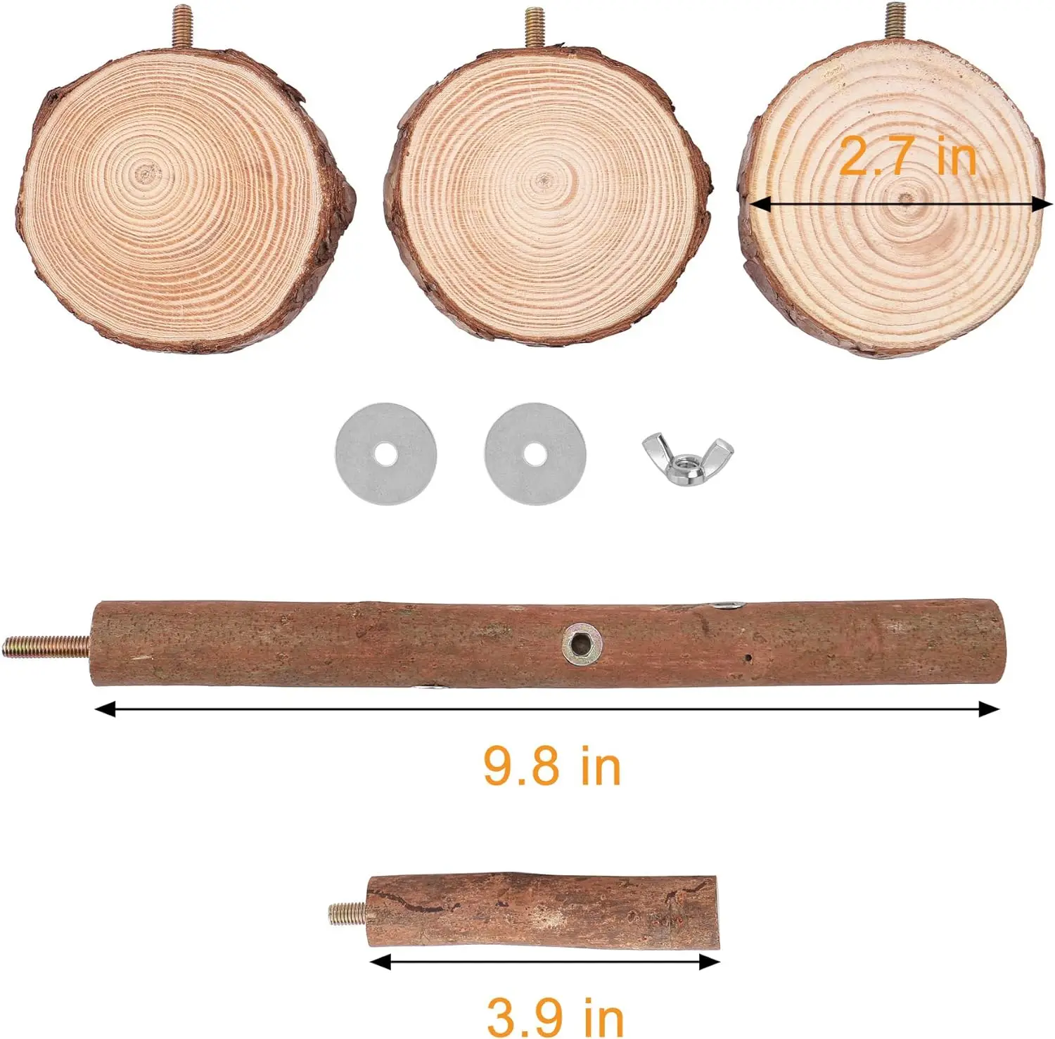 Curated visual reference: Visual Reference: Natural Wood Bird Perch Stand Platform Hanging Round Wooden Rotating