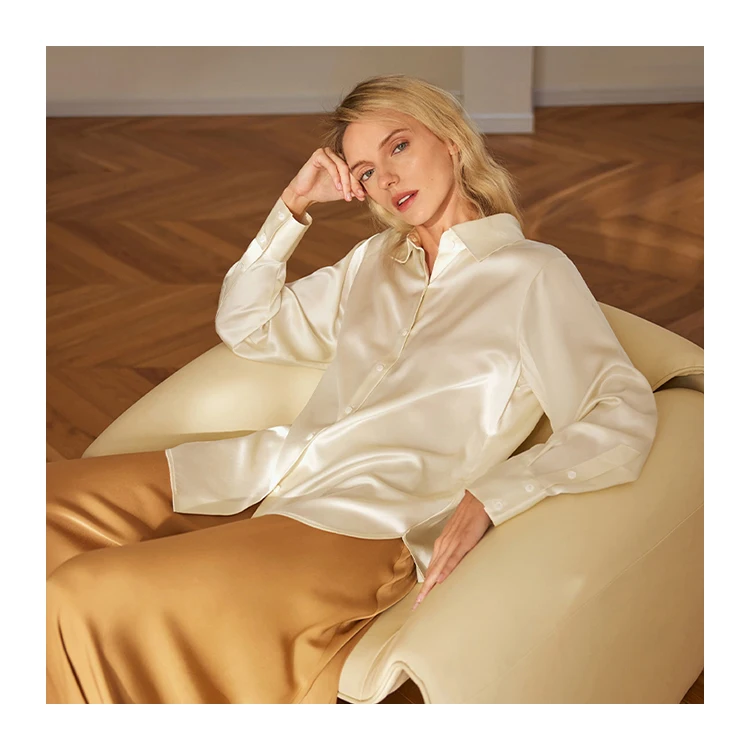 Factory Wholesale 100% Mulberry Silk Shirt Women High Quality Luxury Custom Silk Shirts
