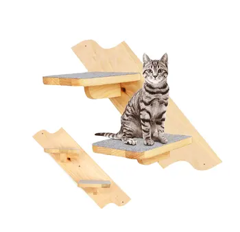 Pack of 2 Cat Climbing Wall  Set of 2 Cat Stairs -  Wall Mounted Cat Furniture