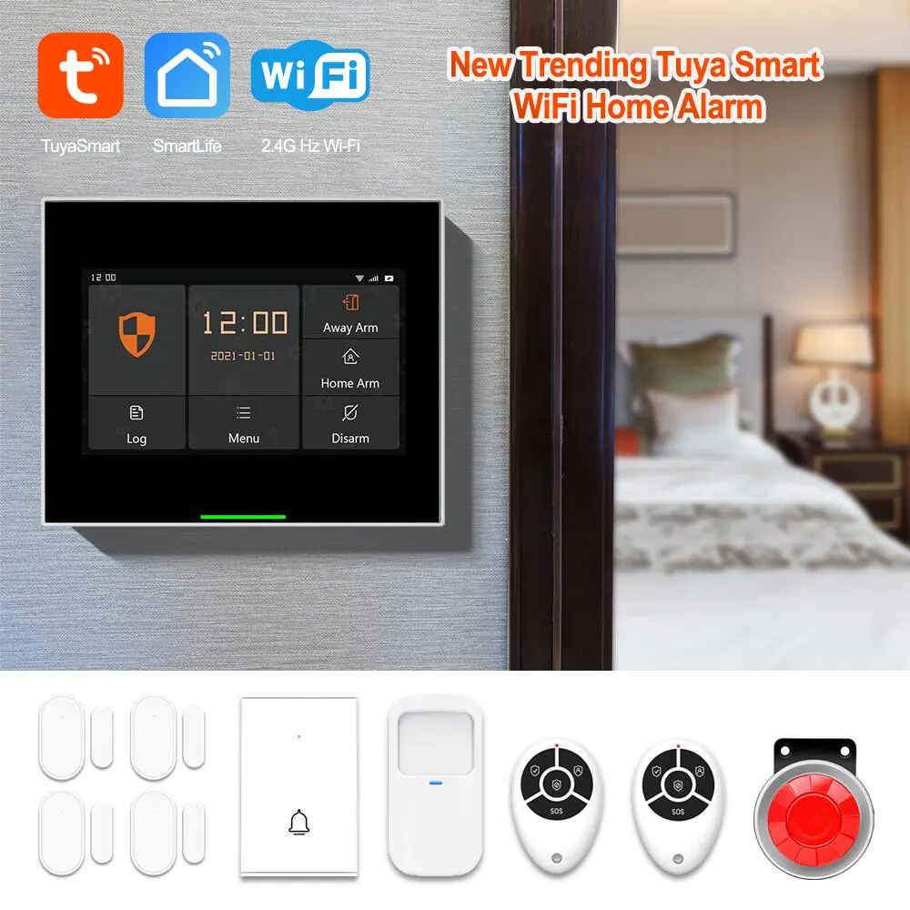 2023 Tuya Wireless Touch Gsm Wifi Home Security Smart Alarm System Kit