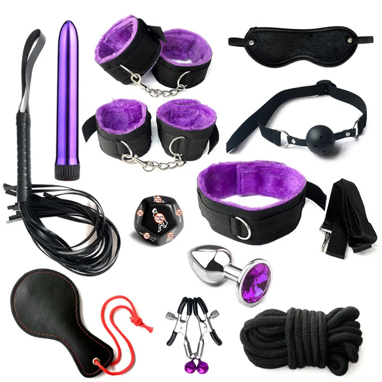 12PCS Erotic Bondage Kit With Sex Toys for Couple Beginner SM Slave Nylon Plush BDSM Sex Bondage Set 12PCS Erotic Bondage Kit With Sex Toys for Couple Beginner SM Slave Nylon Plush BDSM Sex Bondage Set