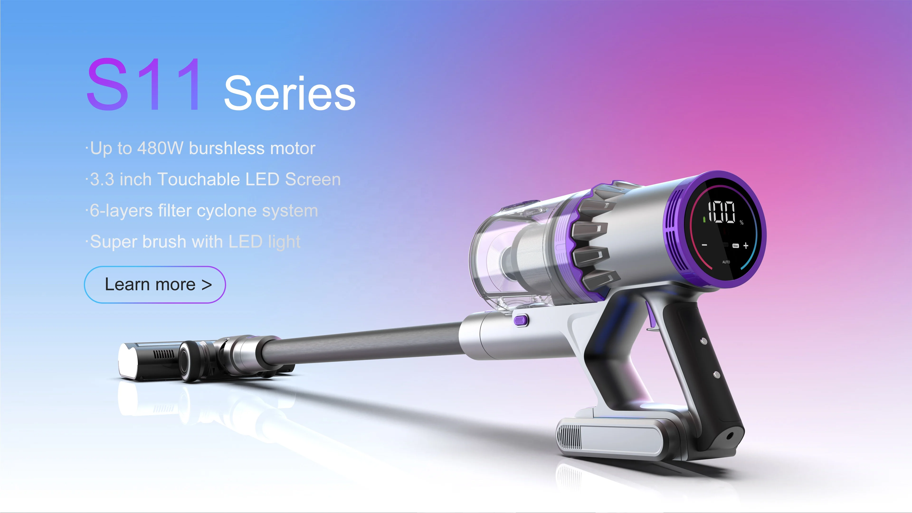 Multifunction 250W Cyclone Handheld Wireless Vertical Cleaner Vacuum for Couch Sofa