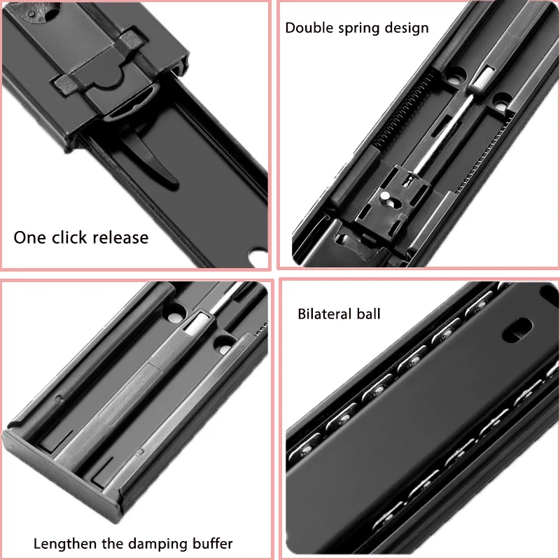 Source Factory Heavy Duty 3-Fold Ball Bearing Drawer Rails 45mm Telescopic Slides for Cabinets for Dining Outdoor for Kitchen