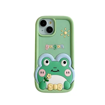 3D Funny Fashion Cartoon Flower Frog Silicone Shockproof Protective Phone Cover Case For iPhone 11 12 13 14 15 Pro Max