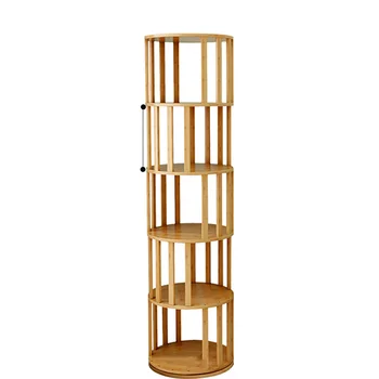 Modern Luxury Book Shelf Round Bamboo Bookshelves Furniture Display 360 ...