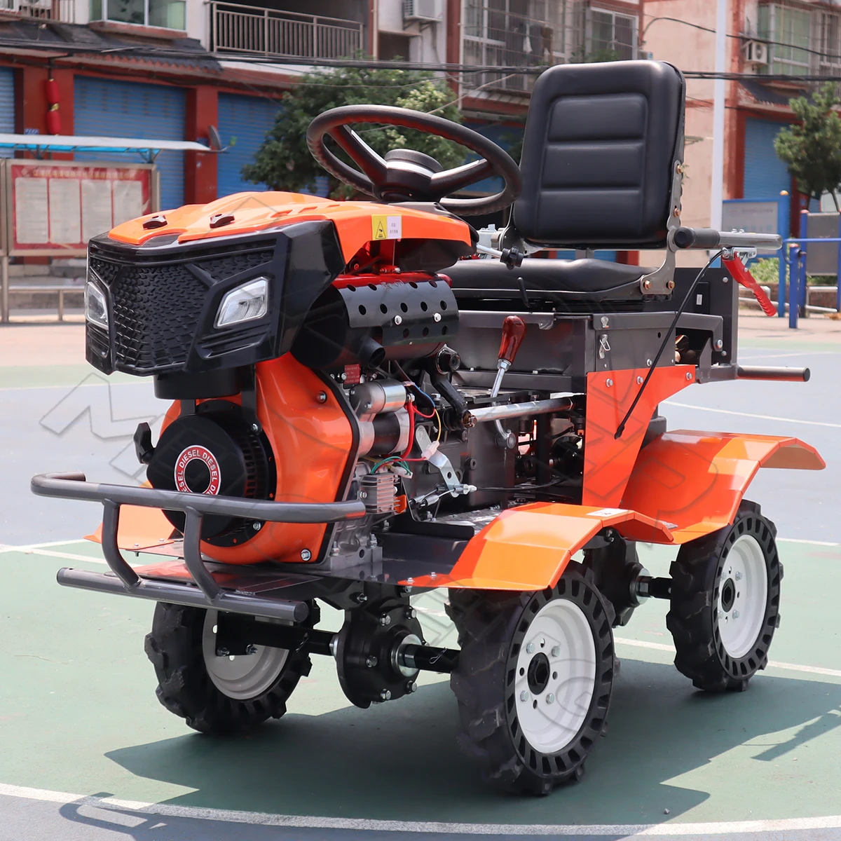 Herramientas Agrícolas Cultirotor de Suelo Cultirotor Rotativo de Montar Mini Tractor para Tierras Secas y Arrozales Motocultivador Multi Motocultor con Remolque