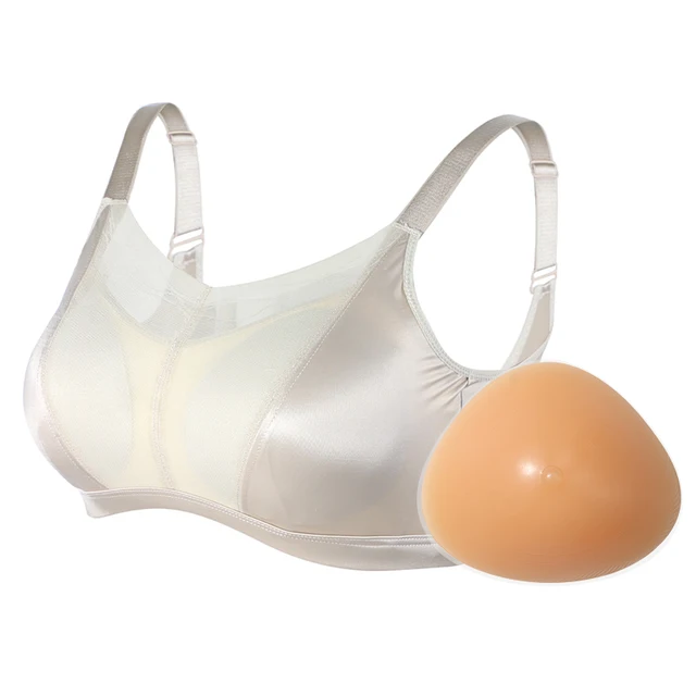2526 Post Mastectomy Combo Soft Lace Bra Matched with Natural Looking Silicone Breast Forms for Breast Cancer Woman