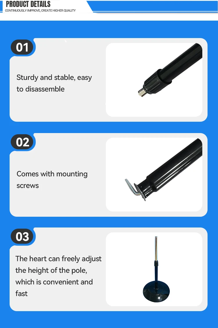 Black Round Portable Pedestal Fan Base Stand Adjustable Pole Height