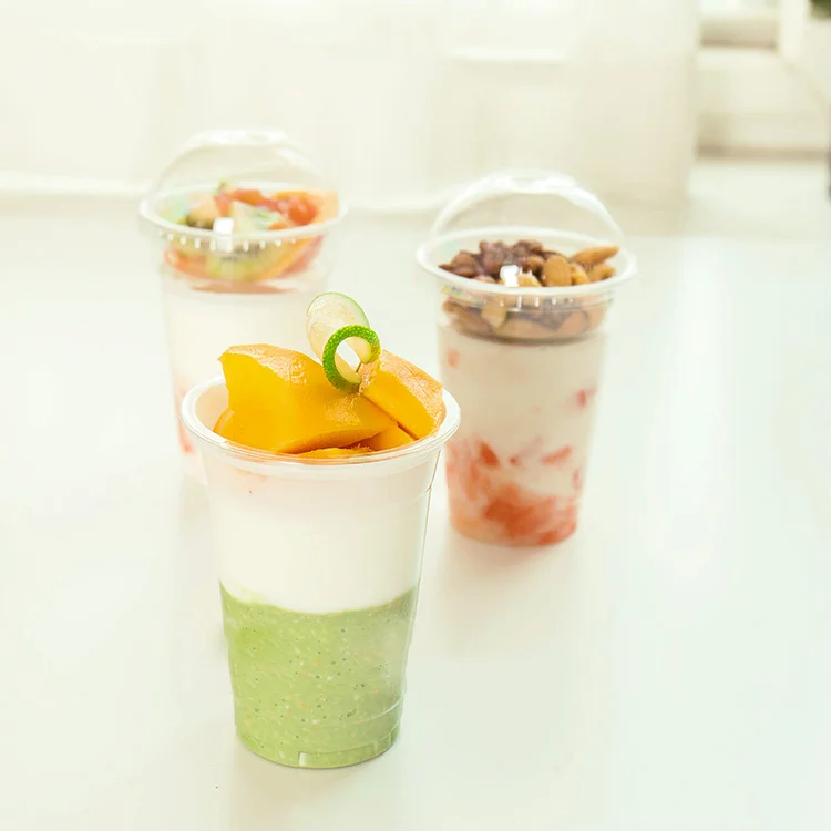 
Прозрачная Пластиковая Вставка OEM для домашних животных, 12 унций, 85 ММД, чашки, одноразовые чашки для йогурта с купольной крышкой и внутренней крышкой 