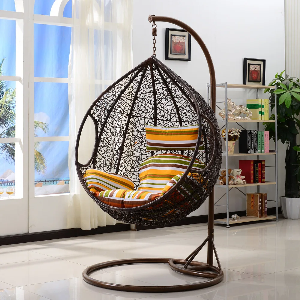 Egg Chair Swing With Stand Cushion Rattan With Legs Ball Half Wicker ...