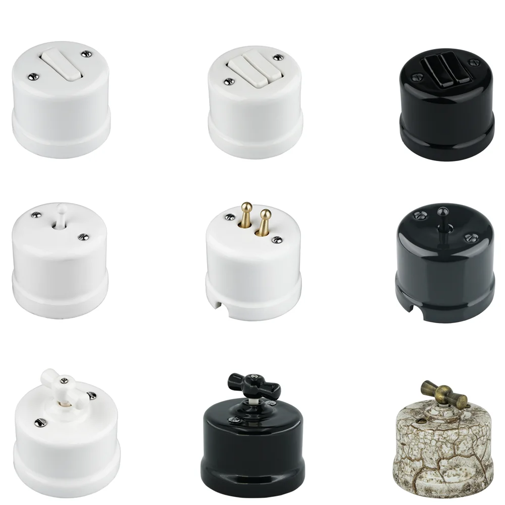 White Glazed Porcelain E27 Ceiling Lamp Holder/black Ceramic E27 Wall