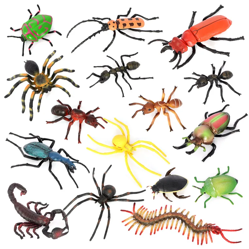 Wholesale Solid PVC Simulation Model Beetle Bee Spider Butterfly Insect Figurines Bug Animal Figurines Toys