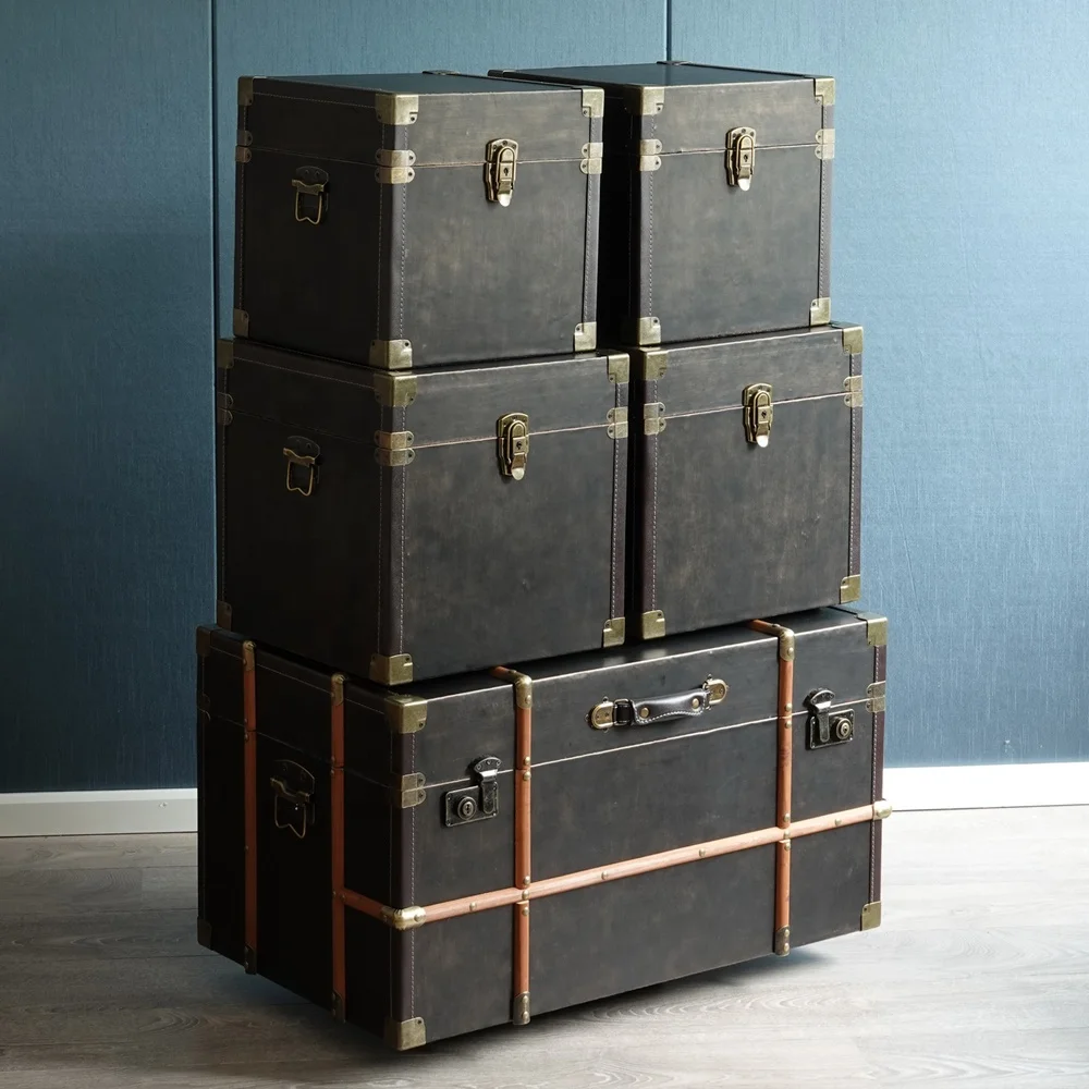 Large Wooden Storage Trunk Boxes Set For Home Decorative Storage Buy