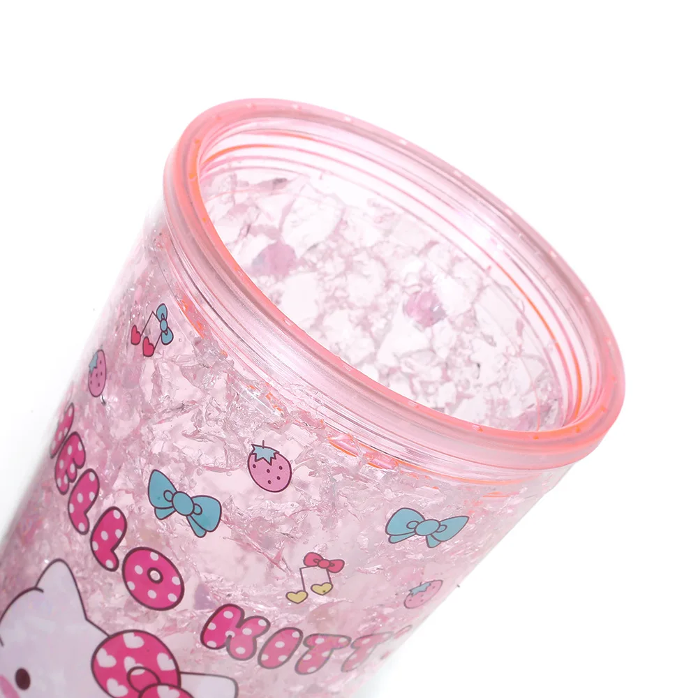 Factory Custom Cartoon Anime Reusable Double Wall Water Bottle Frosted Plastic Coffee Cup with Lid and Straw