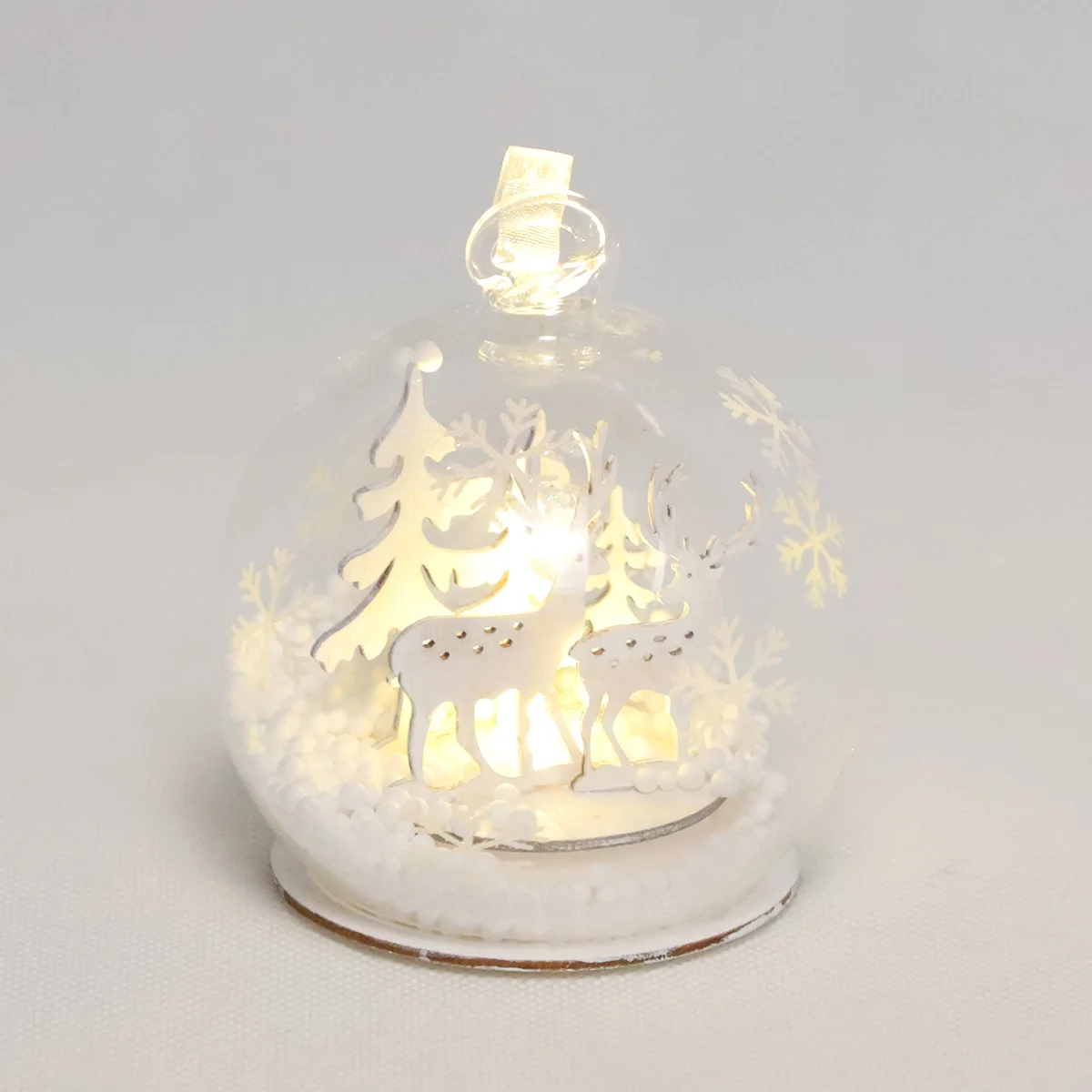 Battery Operated Christmas Ornaments Light Christmas Glass Snowball Decorative Hanging Glass Balls