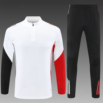 Wholesale Football Training Suits Uniforms Football Jersey Soccer Jersey Men's Shirts Kid Adult Retro Full Zipper Half Zipper