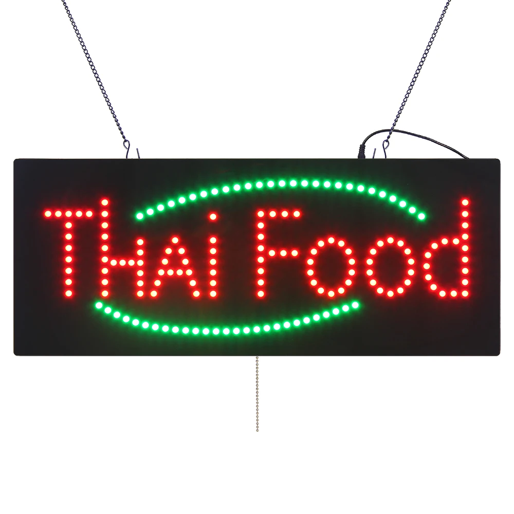 11x27 Inch LED Sign for Thai Food Store - Bright & Animated
