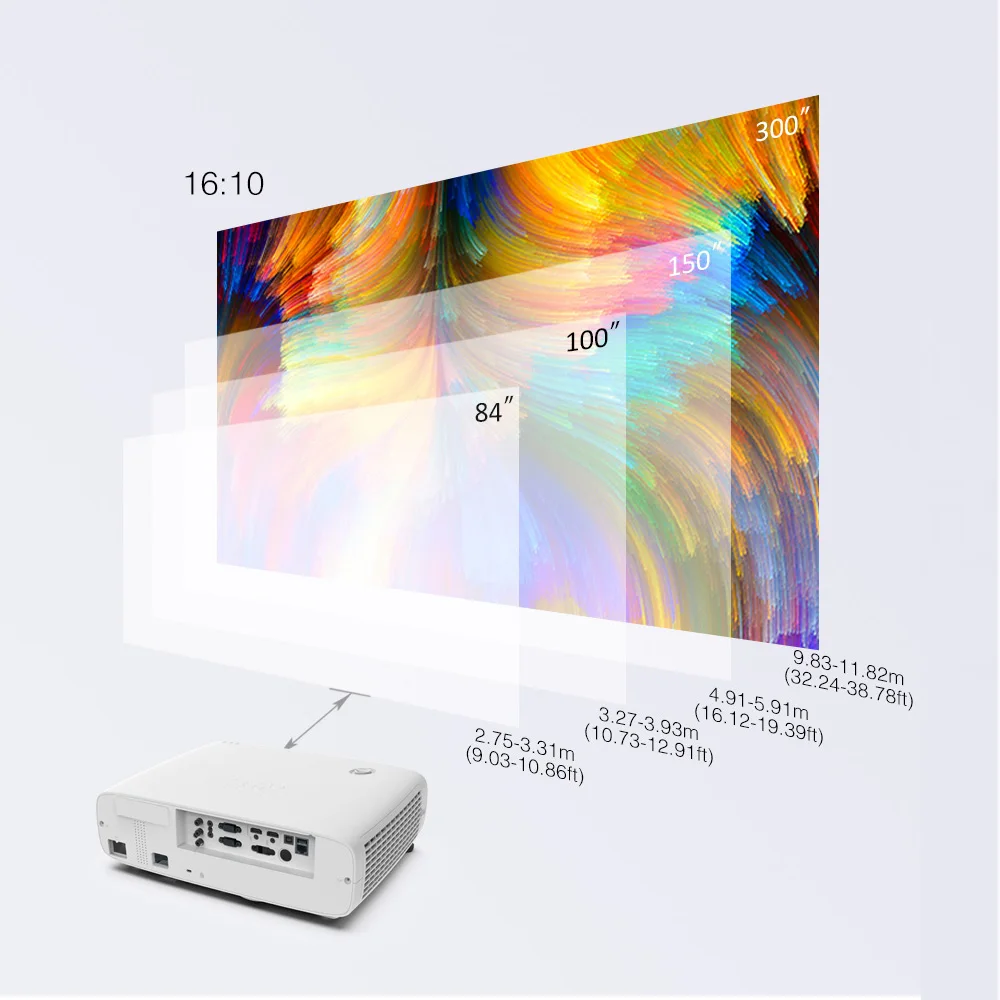 BYINTEK Wireless Conference Projector 5200 ANSI LU800-W Connect Projector Wirelessly 3LCD Vertical Displacement Laser Projector