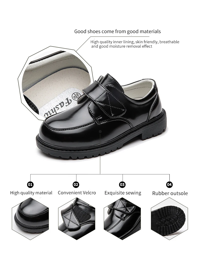 Dropship Children Shoes Kids Leather Flats For Medium Big Boys Metal Buckle  Classic Style Fashion White Black For Wedding Stage 26-36 New to Sell  Online at a Lower Price