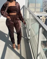 Новое поступление, Осенний однотонный Бархатный комплект больших размеров с логотипом на заказ, спортивные штаны и толстовка, сексуальный женский костюм для бега, спортивный костюм