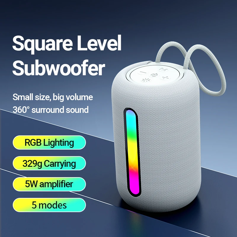 Mini Portable SP-20 Speaker Colorful RGB Light USB Cylindrical MP3 Wireless Audio Subwoofer Rechargeable Suitable for Phone