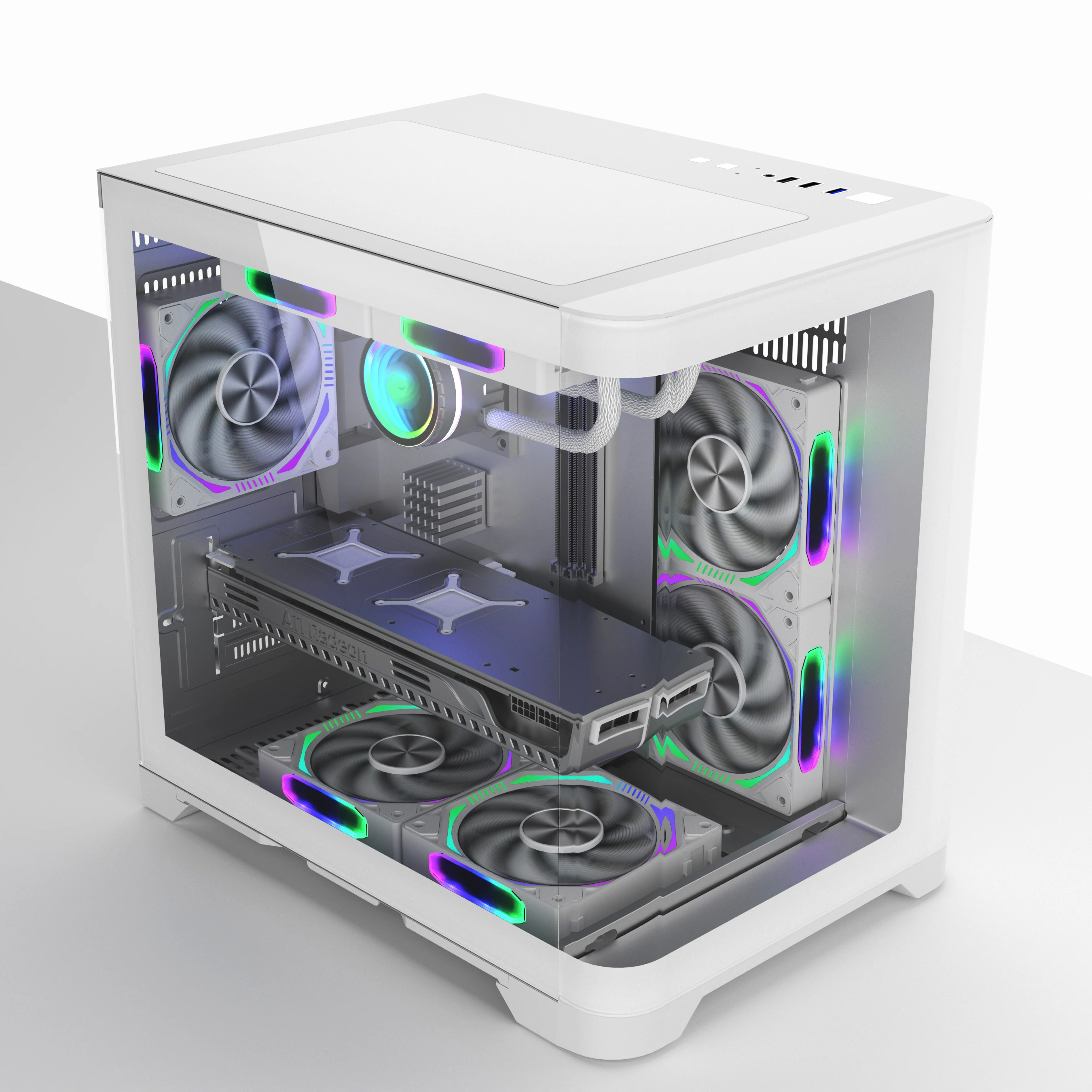 Factory New Design White Matx Gaming Pc Case Desktop Chassis Curved ...