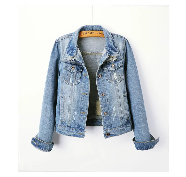 Vendita calda giacca blu donna jeans corti cappotto denim donna giacche da bici abbigliamento donna_voghion.com