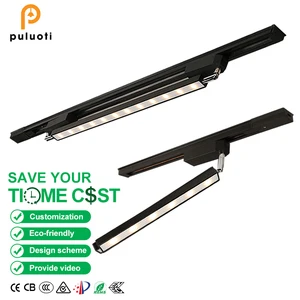 PULUOTI 6W/12W Floodlight Ceiling Surface LED Magnetic Track Lighting System Foldable Angle Black Led Permanent Lighting Track