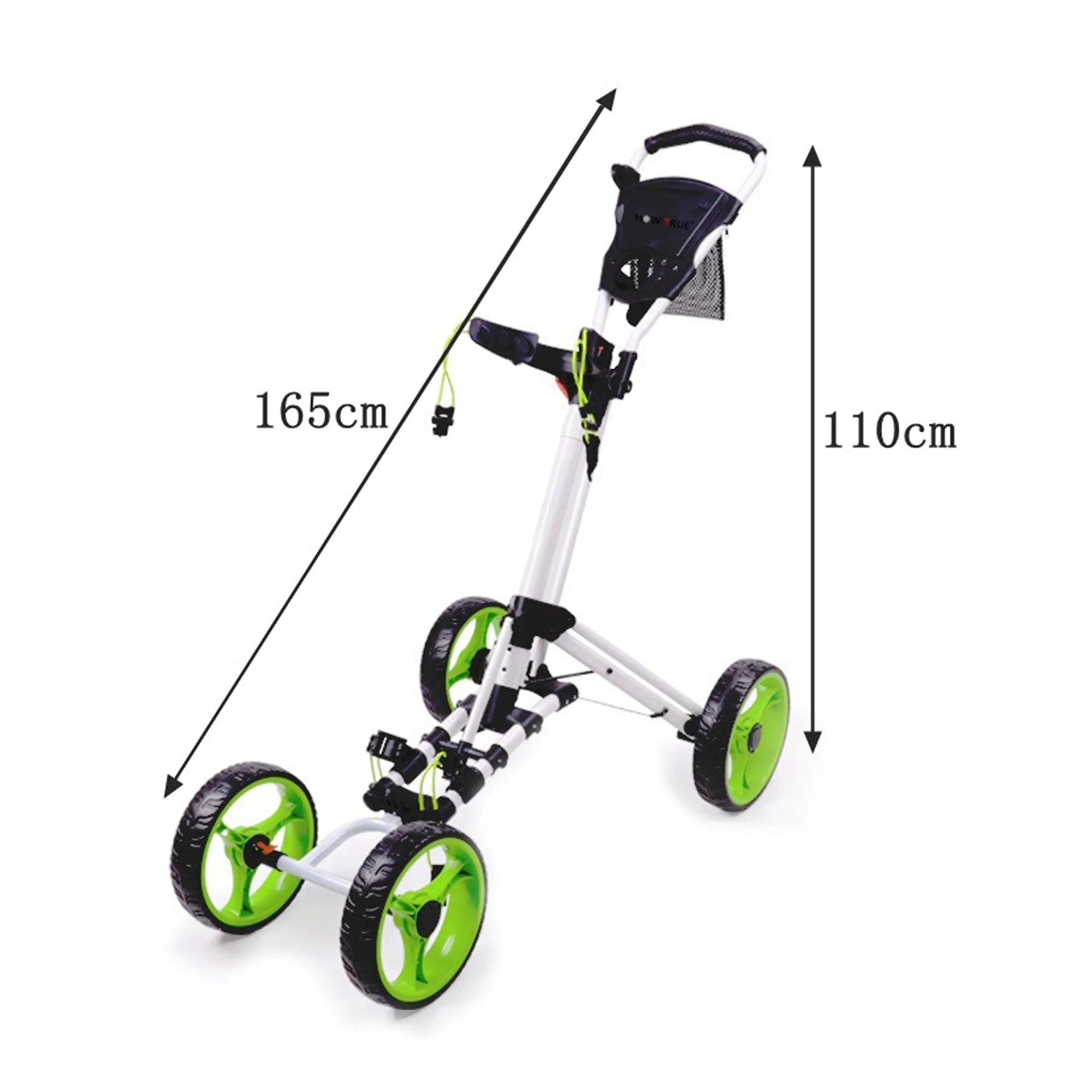 Golf Push Cart Trolley Folding Four Eva Foam Wheels Universal Golf
