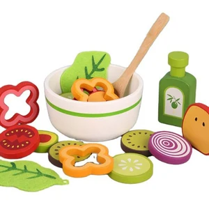 EDULAND Wooden Fruits Vegetables Mix Salad Toys Children Role Play Set